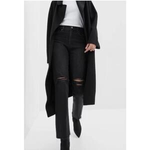 New NWT Gap Cheeky Straight High Rise Black Frayed Hem Size 26 2S Short